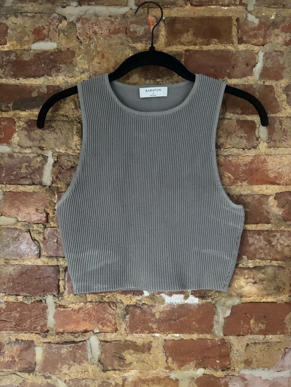 Babaton Ribbed Crop Tank Top - Grey